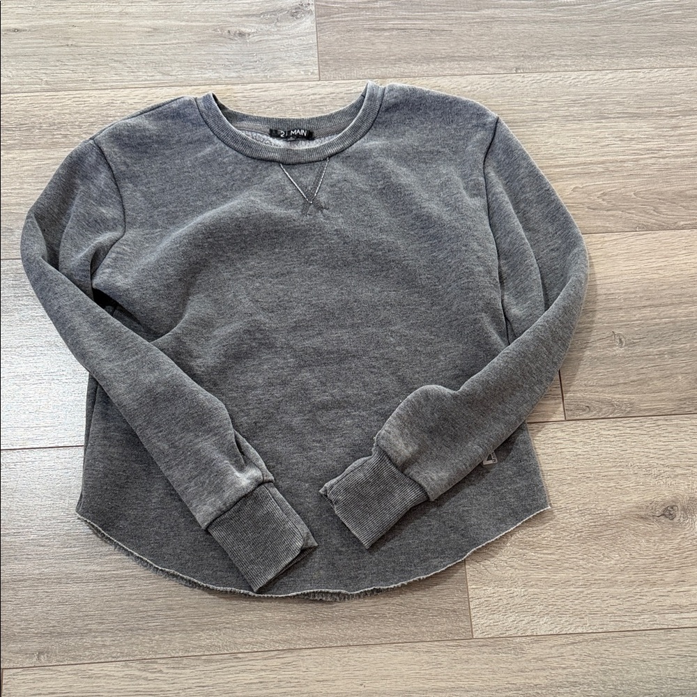 Madewell Gray Cropped Crewneck Sweatshirt